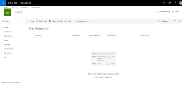 Create SharePoint List Items From Twitter Hashtags